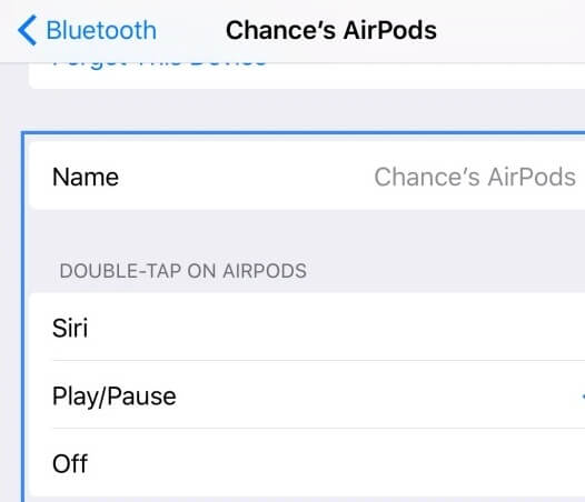 settings airpod