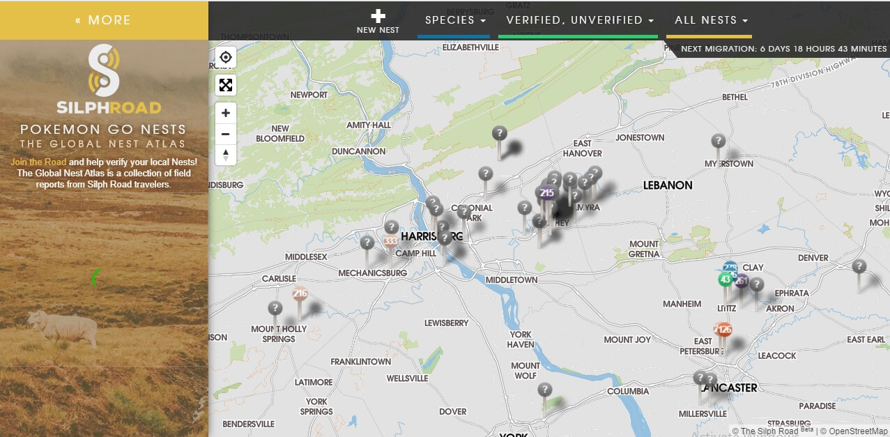 globální mapa Pokémon go silphroad