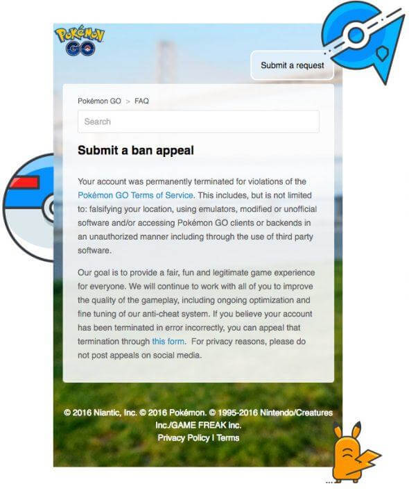 Τρόπος επανεξέτασης μιας απόφασης τερματισμού cheat λογαριασμού Pokémon Go